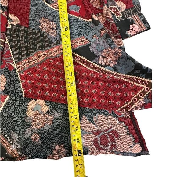 Umgee BOHO Patchwork Oversized Tunic Dress Button Shirt Sheer Floral Sz Medium - Picture 12 of 12